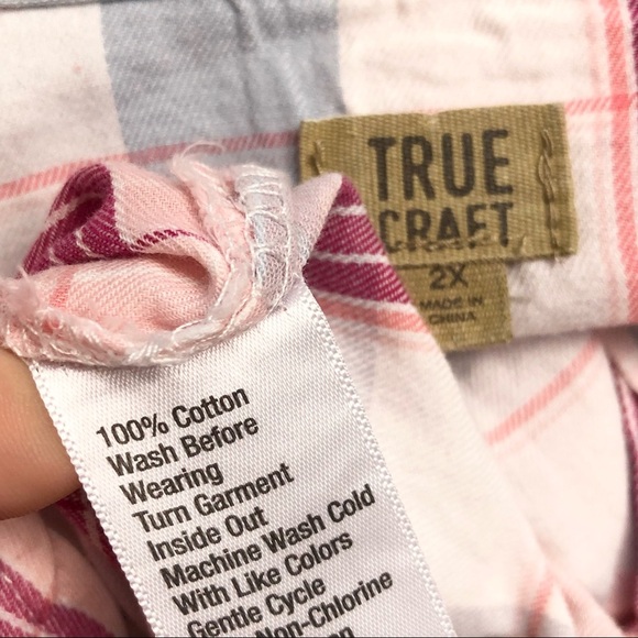 ➕ True Craft Plaid Button Down Tie Front Shirt 2X - Picture 8 of 9